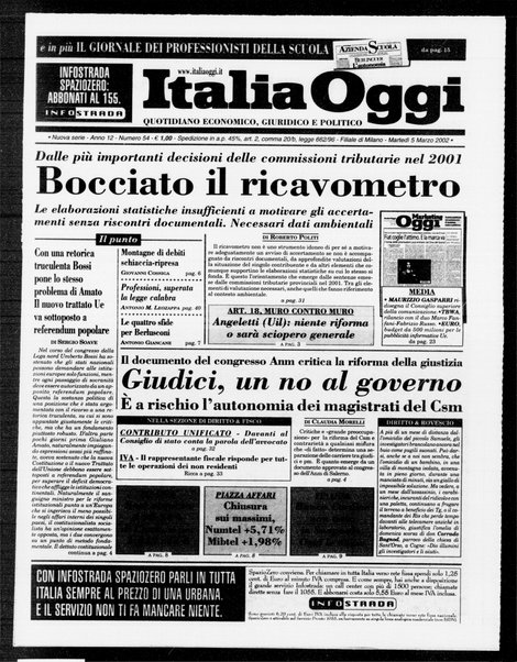 Italia oggi : quotidiano di economia finanza e politica